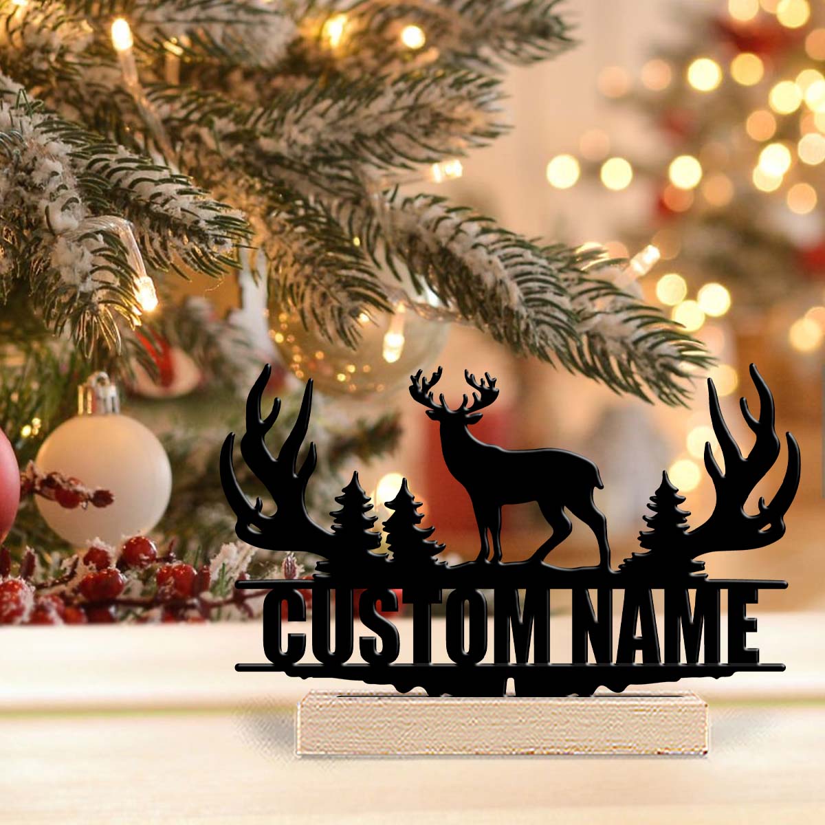 Desktop Laser Engraver - 1Pc Csutom Forest Deer Wooden Base