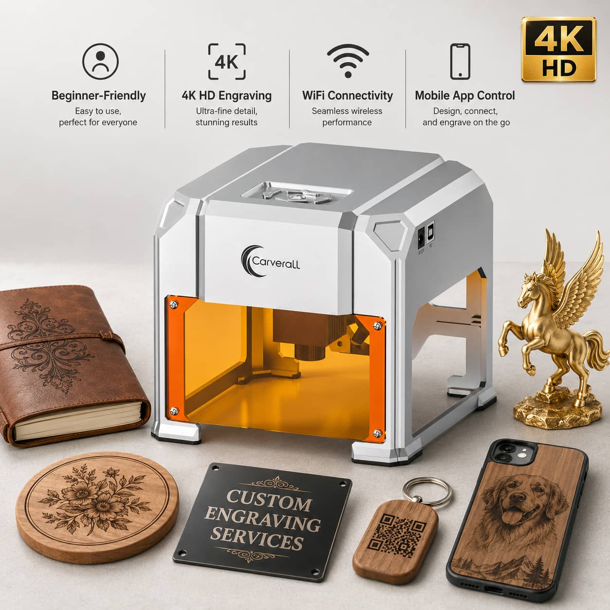 Desktop Laser Engraver - Carverall Laser Engraver Machine, K4 3W,