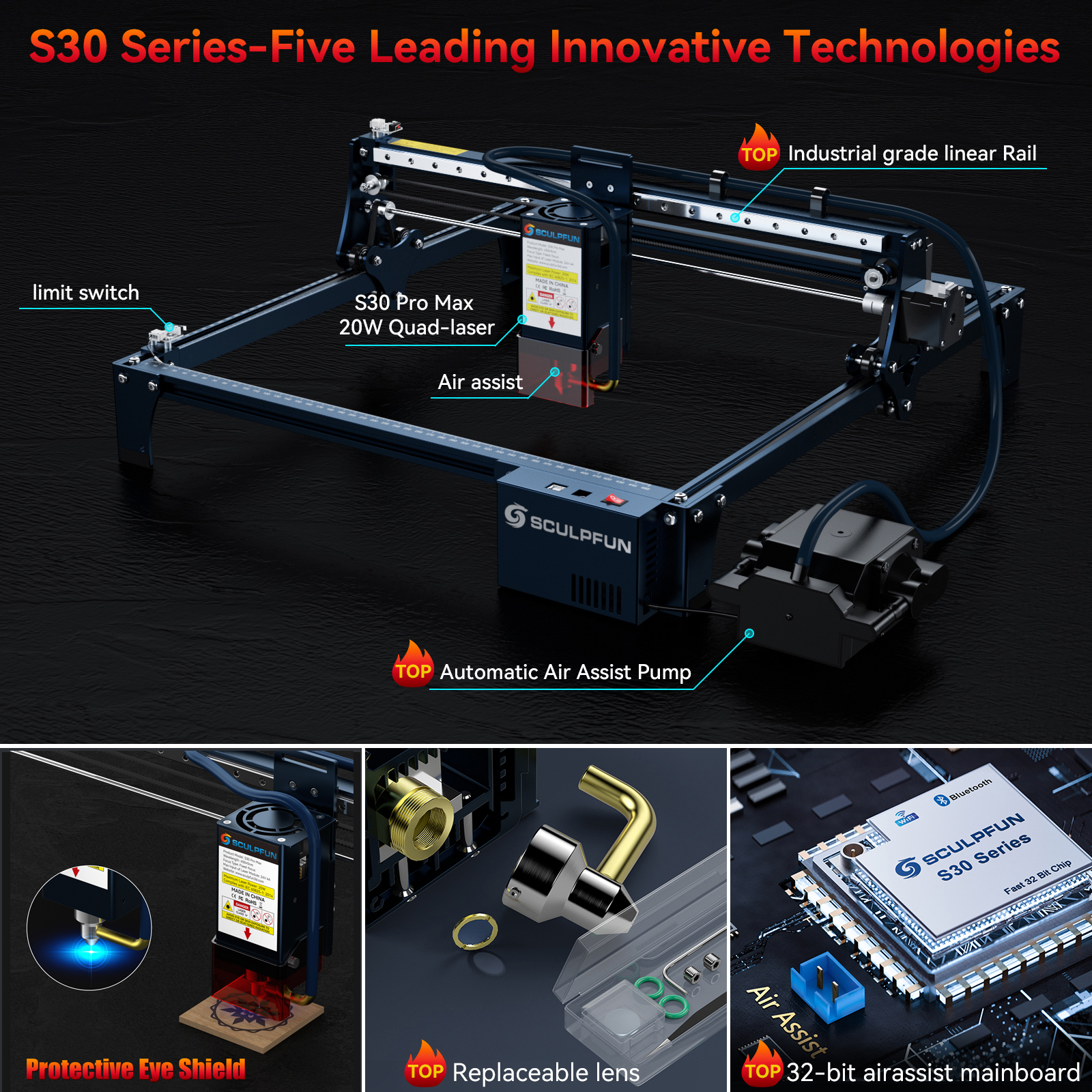SCULPFUN S30 pro max S30 PRO S – Desktop Laser Engraver recenzja i cena