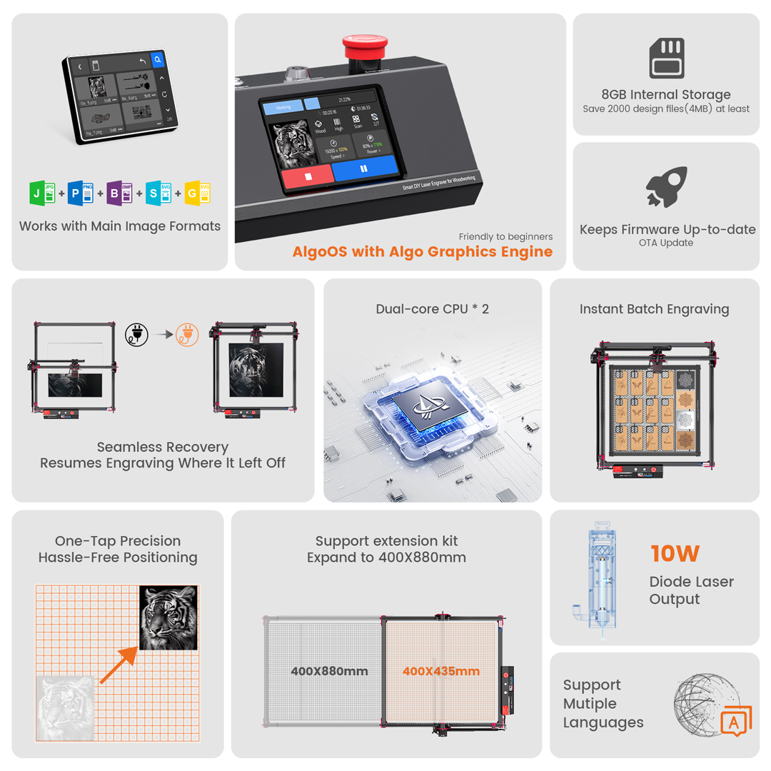 AlgoLaser DIY KIT MK2 10W Lase – Industrial Laser Engraving Machine recenzja i cena